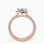 14kt Rose Gold Luna Split Shank Halo Lab Diamond Ring side right image one