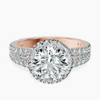 18kt Rose Gold Luna Split Shank Halo Lab Diamond Ring front image