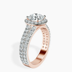 18kt Rose Gold Luna Split Shank Halo Lab Diamond Ring standing product image one