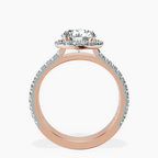 18kt Rose Gold Luna Split Shank Halo Lab Diamond Ring side right image one