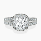 Platinum Luna Split Shank Halo Lab Diamond Ring front image