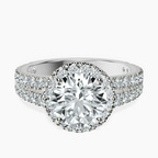 14kt White Gold Luna Split Shank Halo Lab Diamond Ring front image