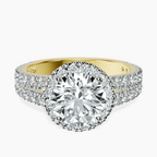 10kt Yellow Gold Luna Split Shank Halo Lab Diamond Ring front image