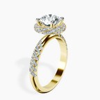 10kt Yellow Gold Entwined Love Halo Lab Diamond Ring standing product image one