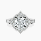 10kt White Gold Melody Vintage Halo Lab Diamond Ring front image