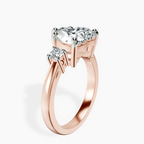 2.23 ct. heart Intricacy Three Stone Ring in 14kt rose gold standing product image one