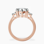 2.23 ct. heart Intricacy Three Stone Ring in 14kt rose gold side right image one