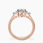 2.99 ct. oval Intricacy Three Stone Ring in 10kt rose gold side right image one