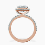 18kt Rose Gold Elle classic halo Lab Diamond ring side right image one