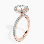 18kt Rose Gold Elle classic halo Lab Diamond ring standing product image one