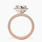 18kt Rose Gold Elle classic halo Lab Diamond ring side right image one
