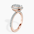 18kt Rose Gold Elle classic halo Lab Diamond ring standing product image one