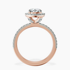 18kt Rose Gold Elle classic halo Lab Diamond ring side right image one