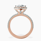 18kt Rose Gold Elle classic halo Lab Diamond ring side right image one