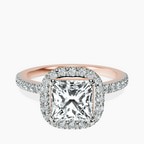 18kt Rose Gold Elle classic halo Lab Diamond ring front image