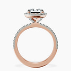 18kt Rose Gold Elle classic halo Lab Diamond ring side right image one