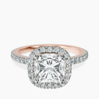 18kt Rose Gold Elle classic halo Lab Diamond ring front image