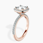 18kt Rose Gold Elle classic halo Lab Diamond ring standing product image one