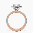 18kt Rose Gold Elle classic halo Lab Diamond ring side right image one