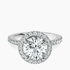 18kt White Gold Elle classic halo Lab Diamond ring front image