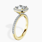 1.49 ct. cushion Elle Classic Halo Ring in 18kt yellow gold standing product image one