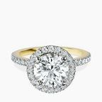 18kt Yellow Gold Elle classic halo Lab Diamond ring front image