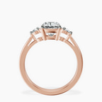 9ct Rose Gold Synthia Three stone Lab Diamond Ring side right image one