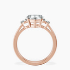 2.70 ct. heart Synthia Three Stone Ring in 18kt rose gold side right image one