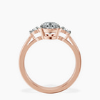 2.06 ct. oval Synthia Three Stone Ring in 14kt rose gold side right image one