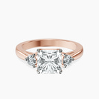 9ct Rose Gold Synthia Three stone Lab Diamond Ring front image