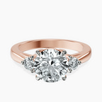 14kt Rose Gold Synthia Three stone Lab Diamond Ring front image