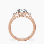 14kt Rose Gold Synthia Three stone Lab Diamond Ring side right image one