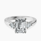 Platinum Synthia Three stone Lab Diamond Ring front image