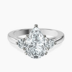 Platinum Synthia Three stone Lab Diamond Ring front image