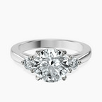 Platinum Synthia Three stone Lab Diamond Ring front image