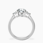 Platinum Synthia Three stone Lab Diamond Ring side right image one