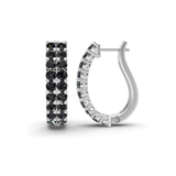 10kt White Gold Gracie Double Row Round Lab Diamond Hoop Earrings (1 Ct. Tw.) left