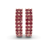 9ct Rose Gold Gracie Double Row Round Lab Diamond Hoop Earrings (5 Ct. Tw.) right
