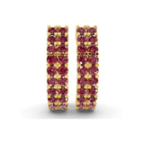 10kt Yellow Gold Gracie Double Row Round Lab Diamond Hoop Earrings (1 Ct. Tw.) right