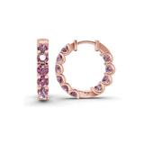 9ct Rose Gold Sirena Round Lab Diamond Hoop Earrings (5 Ct. Tw.) standing product image one