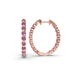 9ct Rose Gold Rylee Round Lab Diamond Hoop Earrings (1 Ct. Tw.) left