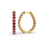 10kt Yellow Gold Isla Round Lab Diamond Hoop Earrings (1 Ct. Tw.) left