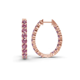9ct Rose Gold Isla Round Lab Diamond Hoop Earrings (1 Ct. Tw.) left
