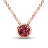 14kt Rose Gold Agustina Round Bezel Lab Diamond Solitaire Necklace (1 Ct. Tw.) front image