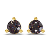 14ct Yellow Gold Three Prong Martini Round Lab Diamond Stud Earrings (1 Ct. Tw.) front image