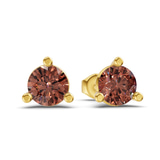 14ct Yellow Gold Three Prong Martini Round Lab Diamond Stud Earrings (2 Ct. Tw.) side right image one