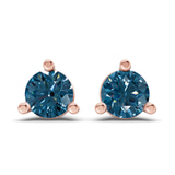 9ct Rose Gold Three Prong Martini Round Lab Diamond Stud Earrings (1 Ct. Tw.) front image