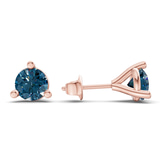 9ct Rose Gold Three Prong Martini Round Lab Diamond Stud Earrings (1 Ct. Tw.) standing product image one