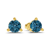 14ct Yellow Gold Three Prong Martini Round Lab Diamond Stud Earrings (1 Ct. Tw.) side right image one