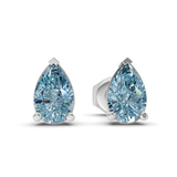 9ct White Gold Three Prong Pear Lab Diamond Stud Earrings (1 Ct. Tw.) side right image one